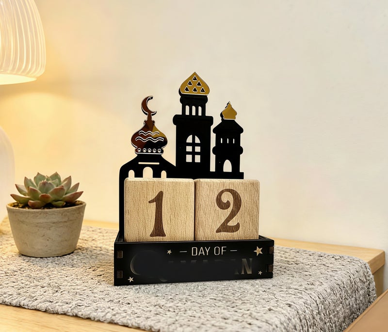 Ramadan Advent Countdown Calendar Wooden Ramadan decorations for home 2026, 30 Days Til Eid 2026, Adjustable Date,Eid Mubarak Centerpieces Decorations Parties Muslim Decor for Home Table Office Table Kids Gift - Image 3